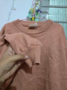 Pink Cropped Sweater with Balloon Sleeves