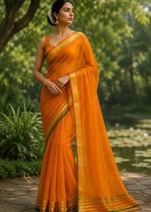 Pure Chanderi Silk Saree Yellow