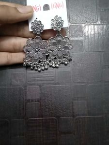 Oxidized Silver Jhumka Earrings