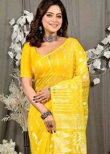 Jamdani Yellow Saree