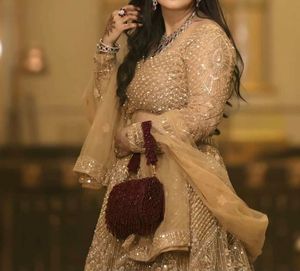 Stunning Golden Embellished Lehenga Choli Set