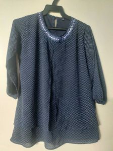 New Multilayered Polka dot Chiffon Top.