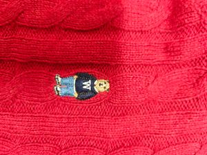 Red Cable Knit Bear Logo Sweater