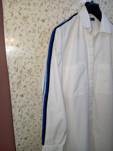 PRIMARK Stylish White Tunic Top with Blue Stripes