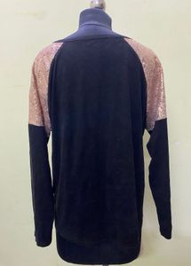 Long Sleeve velour &amp; Sequin Top
