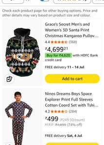 Grace's Secret Men's and Women's 3D Santa Print Ch