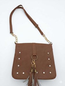 Stylish Brown Crossbody Bag with Tassels