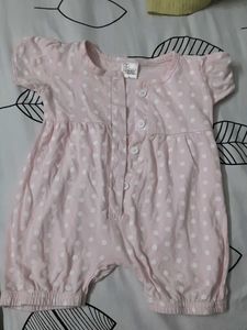Baby Girl's Pink Polka Dot Romper
