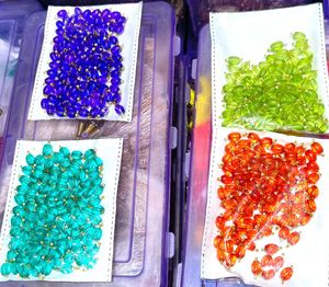 Green Beaded glass Charms for Jewelry 100pi