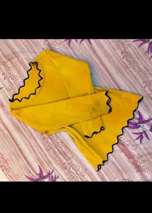 Chic Yellow Ruffle Neck Top