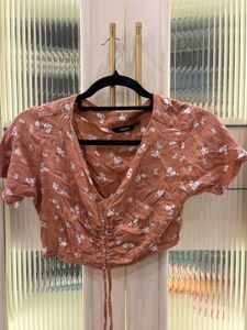 Cute Floral Ruched Crop Top