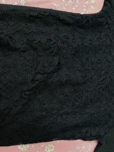 Black Textured Long Sleeve Top