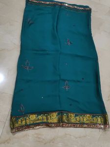 Mysore silk  Saree with Golden Border, stiched