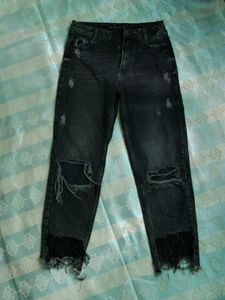 Zara Distressed Black Denim Jeans