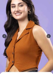Self Design Lapel Collar Sleeveless Waistcoat