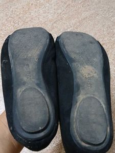 Black Ballet Flats with Gold Accent