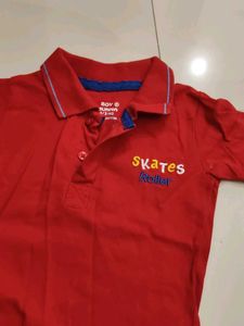 Boys Red "Skates Roller" Polo Shirt