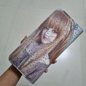 Unique Girl Print Rhinestone Wallet