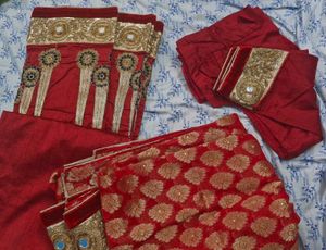 Red Embroidered Sadar Mekhela Saree