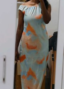 Off-Shoulder Tie-Dye Maxi Dress