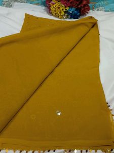 Yellow Sequined Dupatta with Tassels