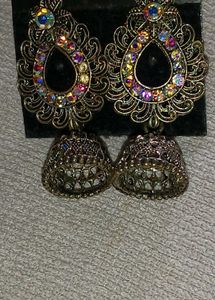 Antique Gold Jhumka Earrings