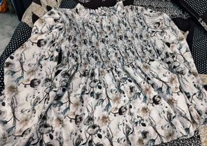 Elegant Floral Printed Smocked Top