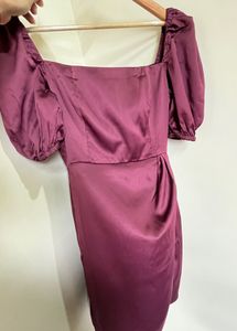 Chic Plum Puff Sleeve Mini Dress