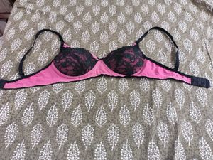 Pink and Black Lace Bra