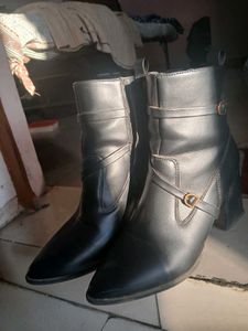 Black Ankle Boots with Buckle Detail