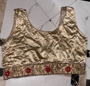Embellished Sleeveless Gold Ethnic Blouse