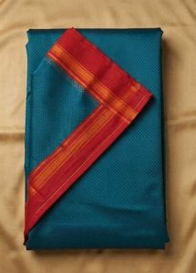 Elegant Teal Saree with Red Border