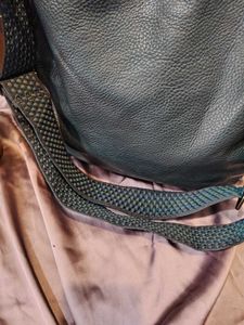 Teal Textured Leather Hobo Bag
