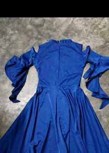 Elegant Blue Cold Shoulder Dress