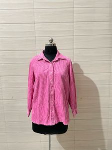 Vibrant Pink Corduroy Button-Up Shirt