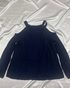 Price Drop - Elegant Navy Cold Shoulder Top