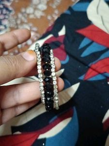 Elegant Black Beaded Bangle Bracelet