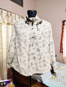 Elegant Beige Floral Blouse