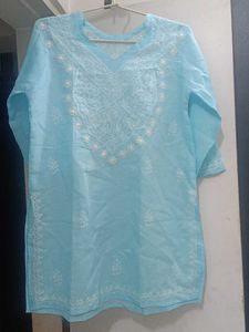 Light Blue Embroidered Kurta