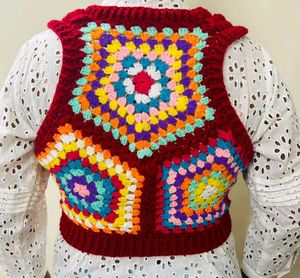 Handmade Crochet Granny Square Vest