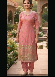 Elegant Pink Embroidered Kurta Set