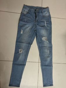 High waist Light Wash Ripped Jeans