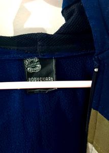 Men's Blue Striped Zip-Up Hoodie