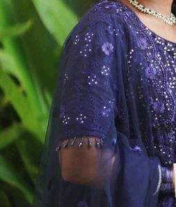 Stunning Navy Blue Embroidered Gown