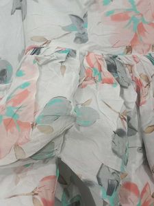 White Floral Print Kurta Set
