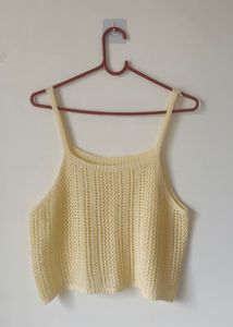 Yellow Knit Cropped Tank Top