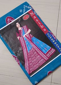 93)Beautiful Blue Bandhani Saree