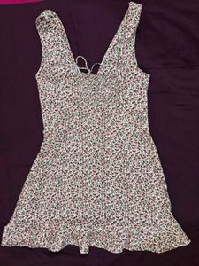 Floral Print Lace-Up Mini Dress