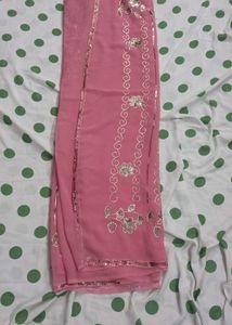 Elegant Pink Saree with Embellishments