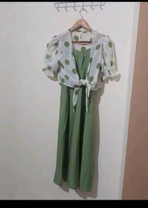 Green Polka Dot Dress with Bolero